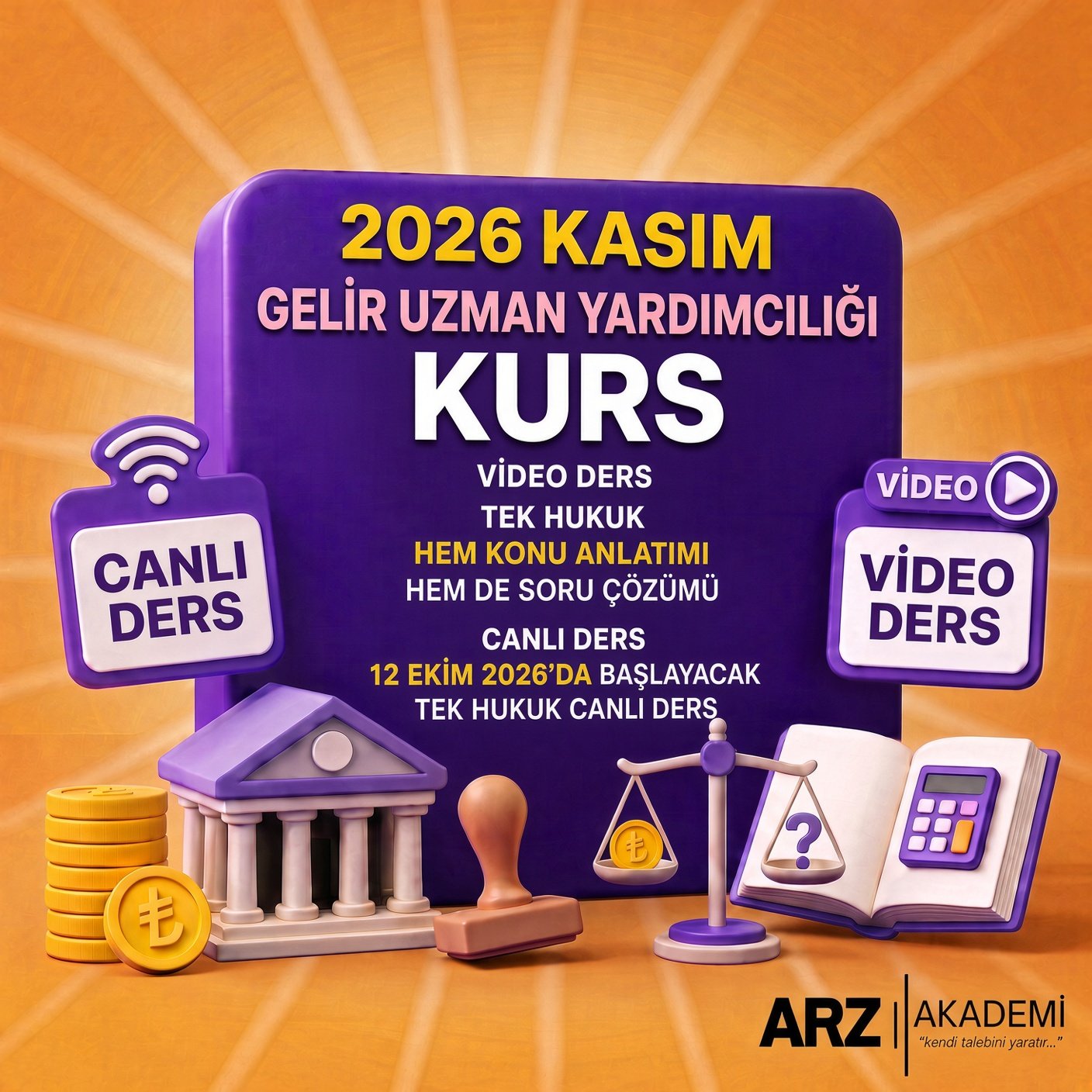 TEK HUKUK GELİR UZMAN YARDIMCILIĞI CANLI VE VİDEO DERS 2026 KASIM